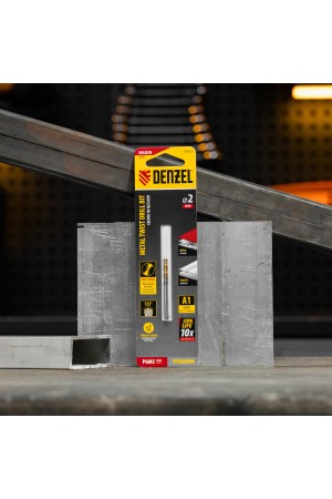 Сверло спиральное по металлу 2 x 49 мм, Р6М5, Golden Tip , 2шт. Denzel