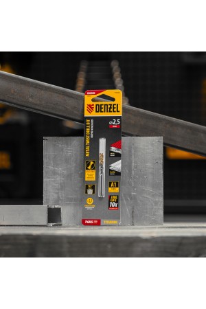 Сверло спиральное по металлу 2,5 x 57 мм, Р6М5, Golden Tip , 2шт. Denzel