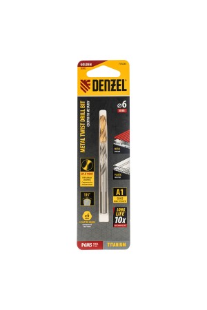 Сверло спиральное по металлу 6 x 93 мм, Р6М5, Golden Tip  Denzel