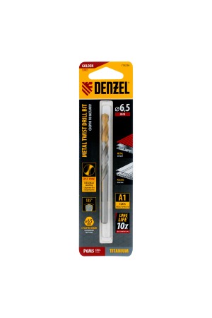 Сверло спиральное по металлу 6,5 x 100 мм, Р6М5, Golden Tip  Denzel