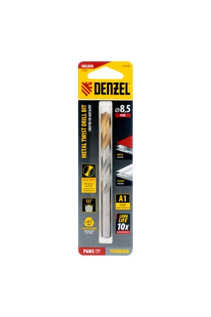 Сверло спиральное по металлу 8,5 x 117 мм, Р6М5, Golden Tip  Denzel