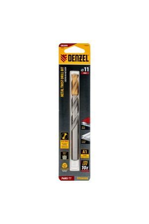Сверло спиральное по металлу 11 x 142 мм, Р6М5, Golden Tip  Denzel