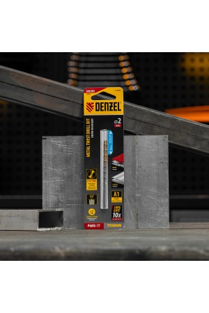 Сверло спиральное по металлу 2 х 86 мм Р6М5, Golden Tip, удлиненное, 2шт. Denzel