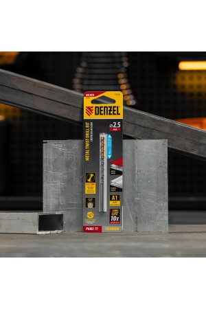 Сверло спиральное по металлу 2,5 х 95 мм Р6М5, Golden Tip, удлиненное, 2шт. Denzel