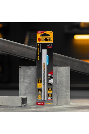 Сверло спиральное по металлу 3,5 х 112 мм, Р6М5, Golden Tip, удлиненное, 2шт. Denzel