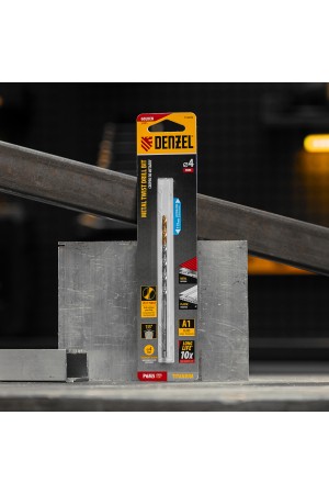 Сверло спиральное по металлу 4 х 119 мм, Р6М5, Golden Tip, удлиненное Denzel