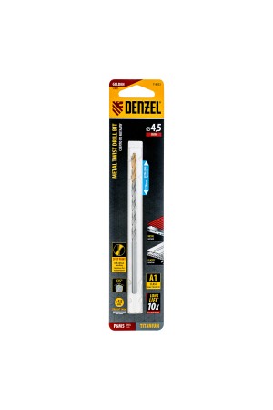 Сверло спиральное по металлу 4,5 х 126 мм, Р6М5, Golden Tip, удлиненное Denzel