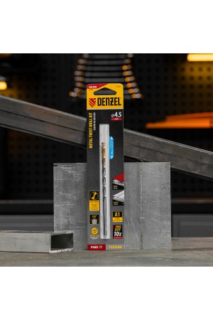 Сверло спиральное по металлу 4,5 х 126 мм, Р6М5, Golden Tip, удлиненное Denzel