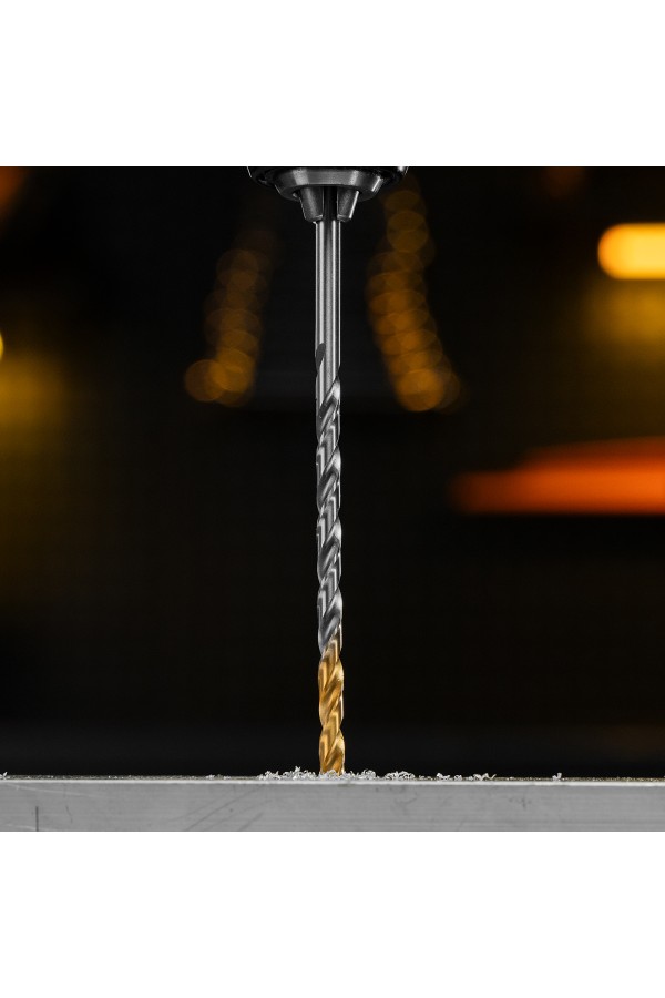 Сверло спиральное по металлу 5 х 132 мм, Р6М5, Golden Tip, удлиненное Denzel