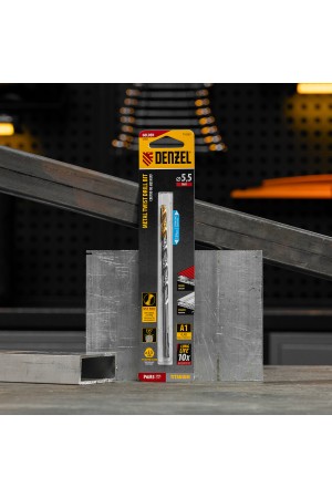 Сверло спиральное по металлу 5,5 х 139 мм, Р6М5, Golden Tip, удлиненное Denzel