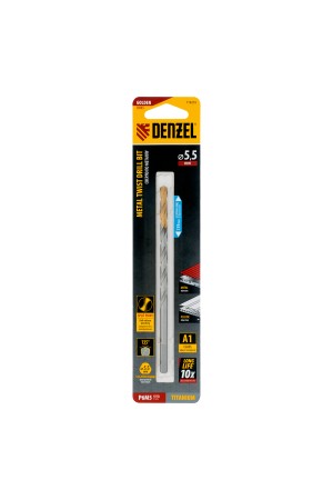 Сверло спиральное по металлу 5,5 х 139 мм, Р6М5, Golden Tip, удлиненное Denzel