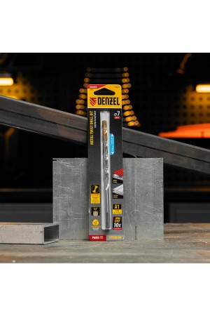 Сверло спиральное по металлу 7,0 х 156 мм, Р6М5, Golden Tip, удлиненное Denzel