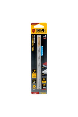 Сверло спиральное по металлу 8 х 165 мм, Р6М5, Golden Tip, удлиненное Denzel