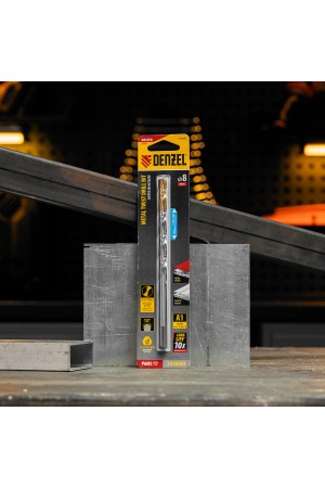 Сверло спиральное по металлу 8 х 165 мм, Р6М5, Golden Tip, удлиненное Denzel