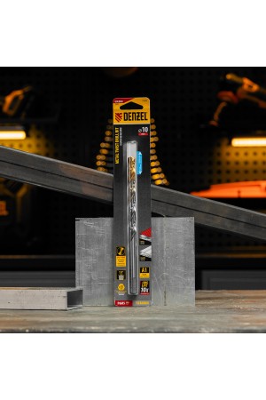 Сверло спиральное по металлу 10 х 184 мм, Р6М5, Golden Tip, удлиненное Denzel