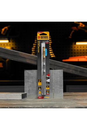 Сверло спиральное по металлу 11 х 195 мм, Р6М5, Golden Tip, удлиненное Denzel