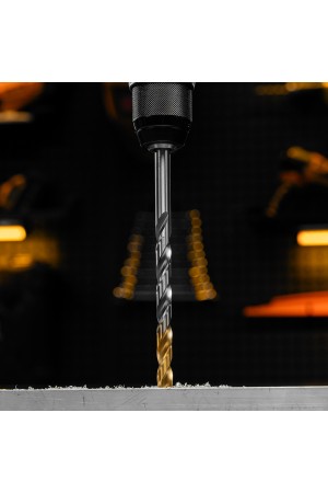 Сверло спиральное по металлу 11 х 195 мм, Р6М5, Golden Tip, удлиненное Denzel