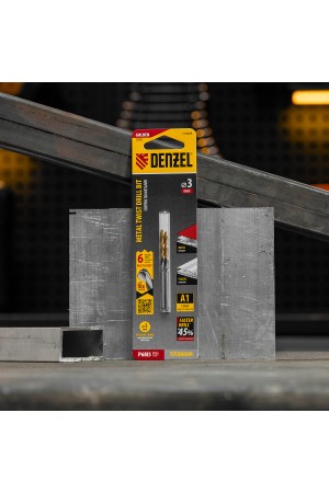 Сверло спиральное по металлу 3 x 61мм, Р6М5, Golden Tip, многогранная заточка, 2шт. Denzel