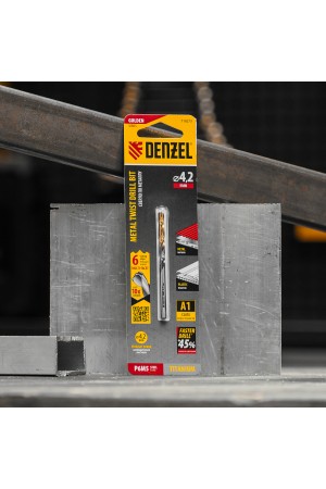 Сверло спиральное по металлу 4,2 x 75мм, Р6М5, Golden Tip, многогранная заточка Denzel