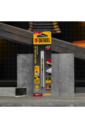 Сверло спиральное по металлу 4,5 x 80мм, Р6М5, Golden Tip, многогранная заточка Denzel