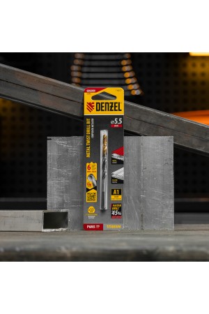 Сверло спиральное по металлу 5,5 x 93мм, Р6М5, Golden Tip, многогранная заточка Denzel