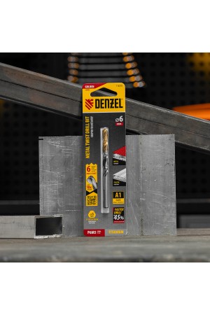 Сверло спиральное по металлу 6 x 93мм, Р6М5, Golden Tip, многогранная заточка Denzel