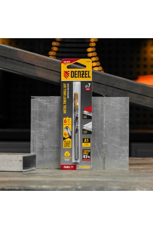 Сверло спиральное по металлу 7,0 x 109мм, Р6М5, Golden Tip, многогранная заточка Denzel