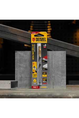 Сверло спиральное по металлу 8 x 117мм, Р6М5, Golden Tip, многогранная заточка Denzel