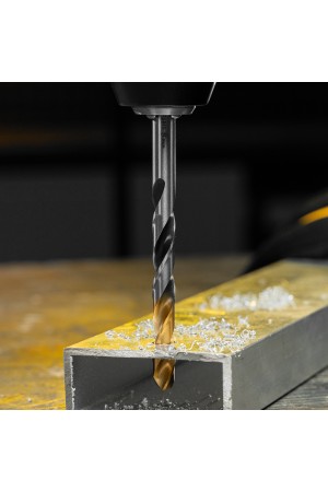 Сверло спиральное по металлу 8 x 117мм, Р6М5, Golden Tip, многогранная заточка Denzel