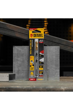 Сверло спиральное по металлу 8,5 x 117мм, Р6М5, Golden Tip, многогранная заточка Denzel