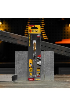 Сверло спиральное по металлу 10 x 133мм, Р6М5, Golden Tip, многогранная заточка Denzel