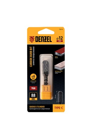 Борфреза по металлу твердосплавная, цилиндрическая закругленная, тип-С, 12 мм// Denzel
