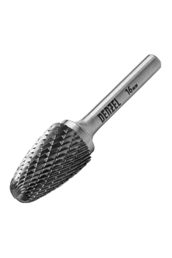 Борфреза по металлу твердосплавная, параболическая, тип-F, 16 мм Denzel