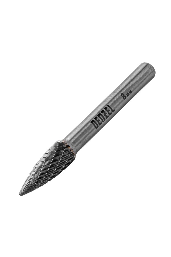 Борфреза по металлу твердосплавная, параболическая заостренная, тип-G, 8 мм Denzel