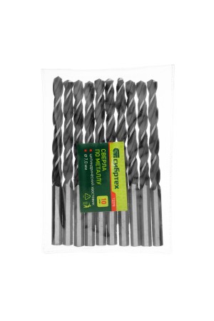 Сверло по металлу, 7 мм, быстрорежущая сталь, 10 шт, цилиндрический хвостовик Сибртех