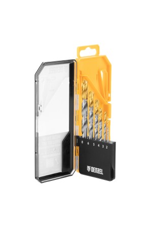 Набор сверл по металлу, 2-8мм, Р6М5-TiN, Golden Tip, 6 шт Denzel