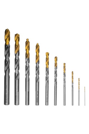 Набор сверл по металлу, 1-10 мм, Р6М5-TiN, Golden Tip, 10 шт Denzel