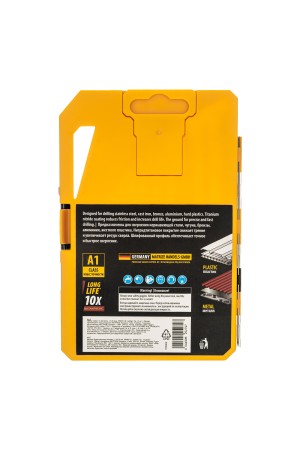 Набор сверл по металлу, 1,5-6,5мм, Р6М5-TiN, Golden Tip, 13 шт Denzel