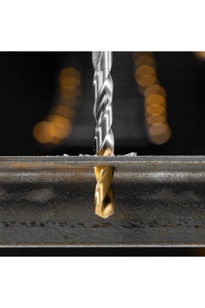 Набор сверл по металлу, 1-10 мм, Р6М5-TiN, Golden Tip, 19 шт Denzel