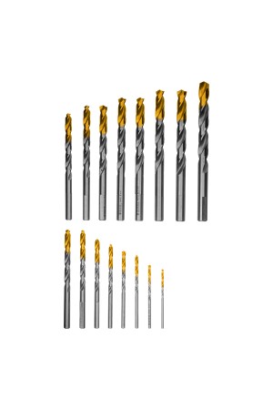 Набор сверл по металлу, 1-10 мм, Р6М5-TiN, Golden Tip, 19 шт Denzel