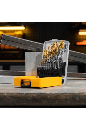 Набор сверл по металлу, 1-10 мм, Р6М5-TiN, Golden Tip, 19 шт Denzel