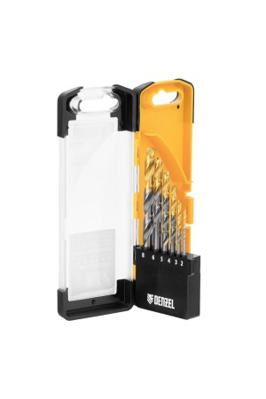 Набор сверл по металлу, 2-8мм, Р6М5К8-TiN, Golden Tip, 6 шт Denzel