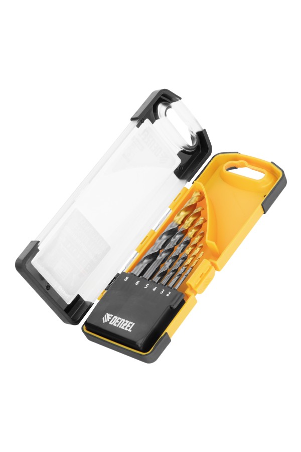 Набор сверл по металлу, 2-8мм, Р6М5К8-TiN, Golden Tip, 6 шт Denzel