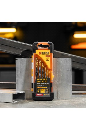 Набор сверл по металлу, 2-8мм, Р6М5К8-TiN, Golden Tip, 6 шт Denzel