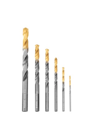 Набор сверл по металлу, 2-8мм, Р6М5К8-TiN, Golden Tip, 6 шт Denzel