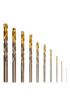 Набор сверл по металлу, 1-10 мм, Р6М5К8-TiN, Golden Tip, 10 шт Denzel