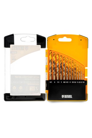 Набор сверл по металлу, 1,5-6,5мм, Р6М5К8-TiN, Golden Tip, 13 шт Denzel