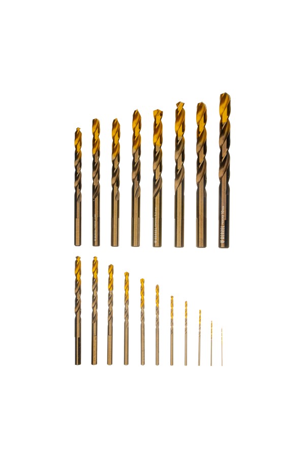Набор сверл по металлу, 1-10 мм, Р6М5К8-TiN, Golden Tip, 19 шт Denzel