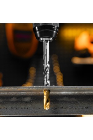 Набор сверл по металлу, 1-10 мм, Р6М5К8-TiN, Golden Tip, 19 шт Denzel