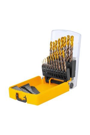 Набор сверл по металлу, 1-10 мм, Р6М5К8-TiN, Golden Tip, 19 шт Denzel